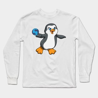 Penguin at Sports with Handball Long Sleeve T-Shirt